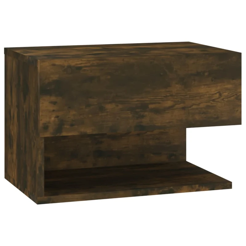 Table de chevet murale avec étagère et tiroir 46 x 29,5 x 30 cm en bois d'ingénierie marron DEC034248