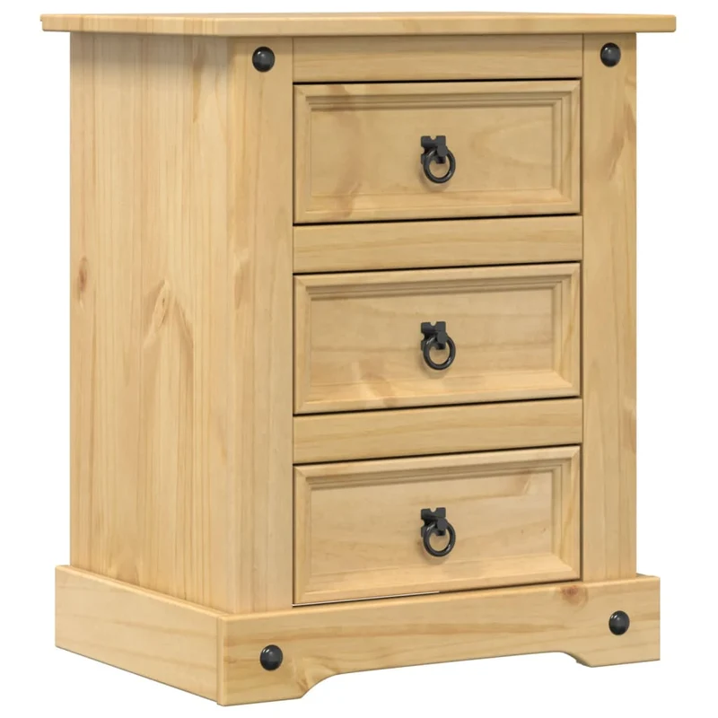 Table de chevet avec 3 tiroirs 53 x 39 x 66 cm bois de pin massif DEC033907