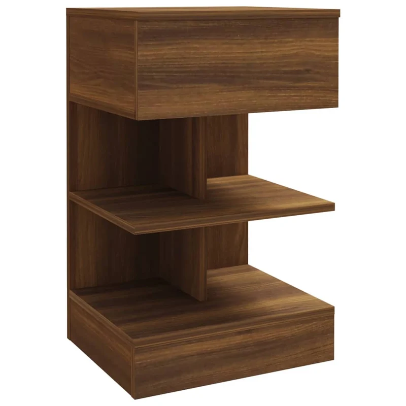 Table de chevet avec tiroir et étagères 40 x 35 x 65 cm bois d'ingénierie marron DEC033730