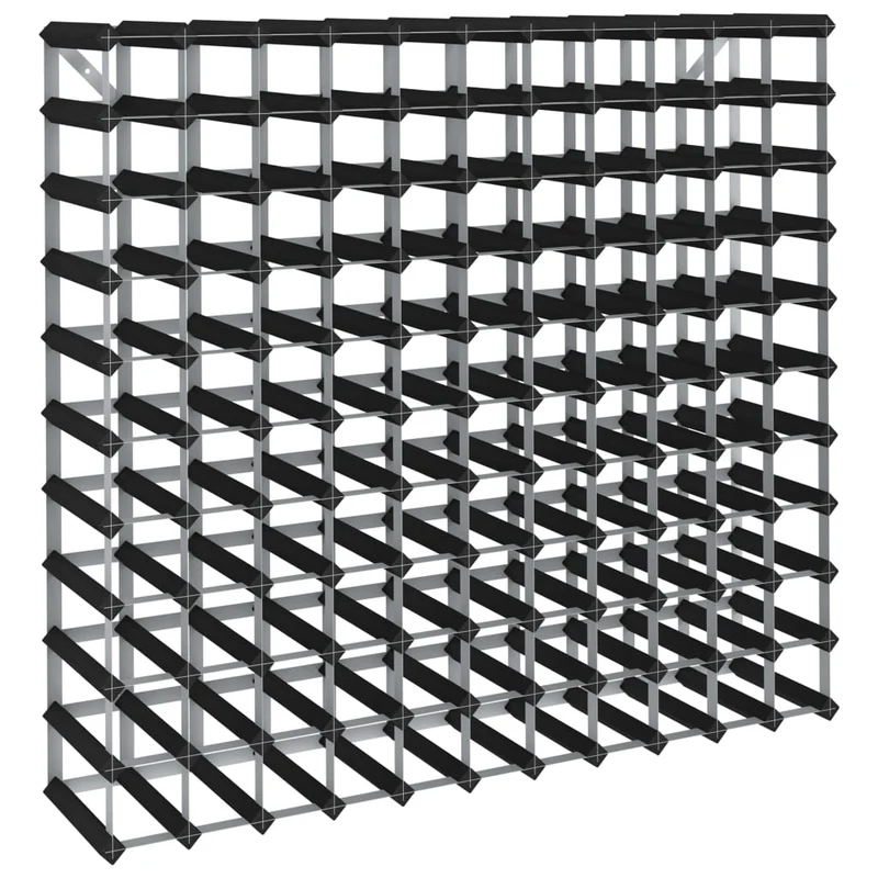 Casier range bouteilles étagère de rangement vin pour 120 bouteilles en bois de pin et acier noir DEC024296