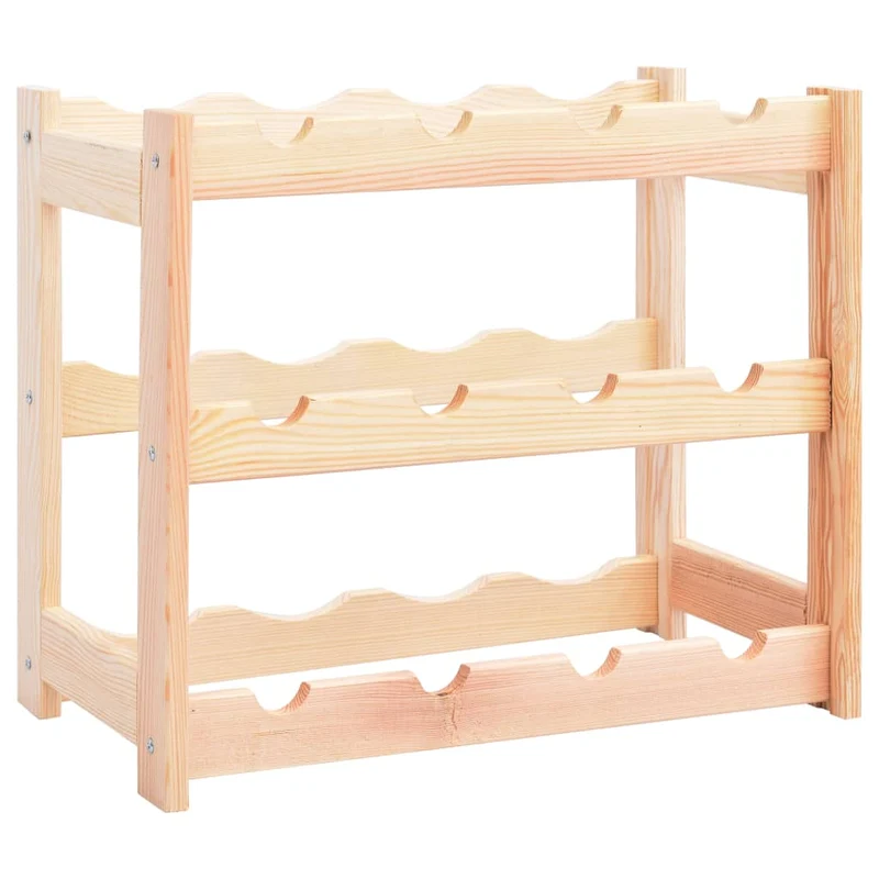 Casier range bouteilles étagère de rangement vin pour 12 bouteilles en bois de pin clair DEC024294