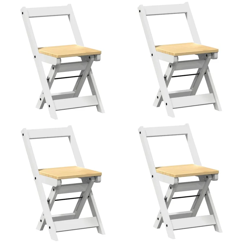 Lot de 4 chaises de cuisine ou salle à manger pliables en bois de pin et MDF blanc DEC026288