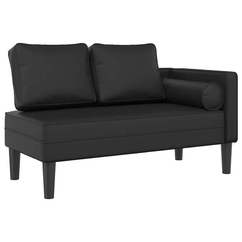 Méridienne chaise longue canapé pour intérieur avec coussins en PVC noir DEC026087