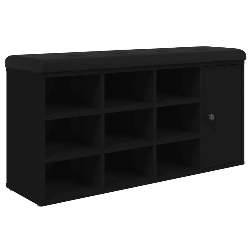 Banc de rangement à chaussures 102 x 32 x 50 cm bois d'ingénierie noir DEC024912