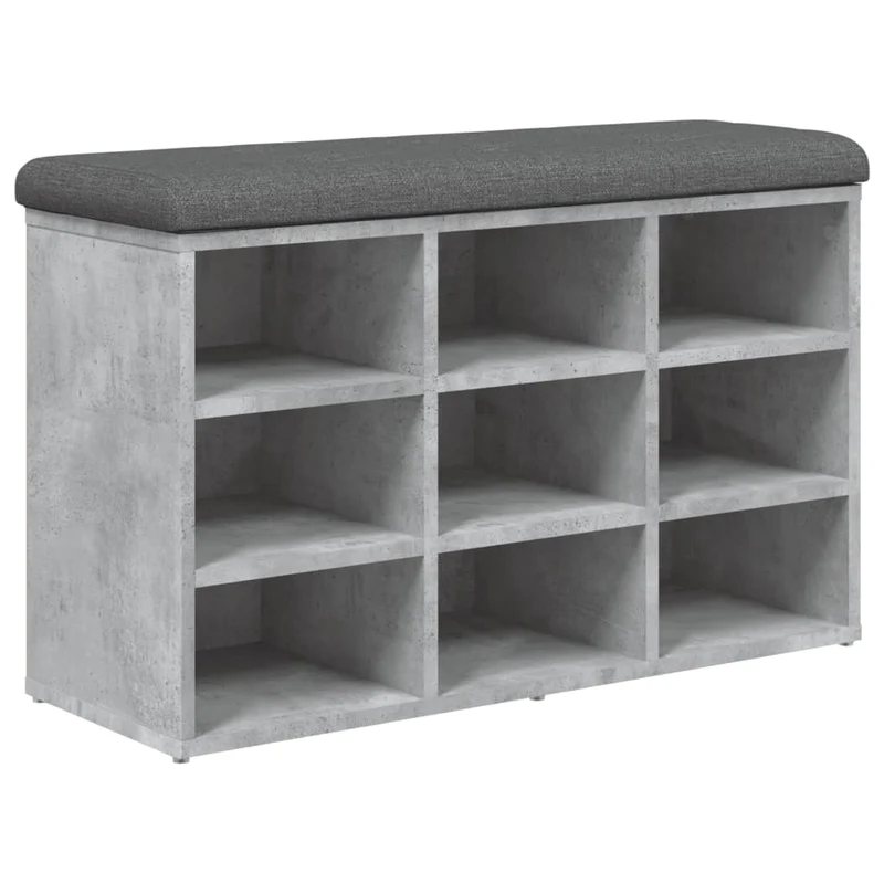 Banc de rangement à chaussures gris béton 82 x 32 x 50 cm bois d'ingénierie gris DEC024906