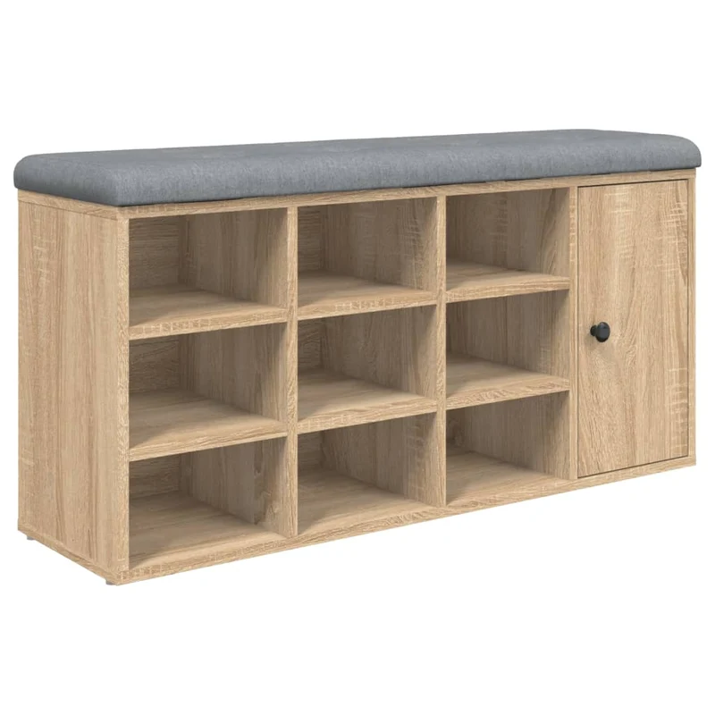 Banc de rangement à chaussures couleur chêne 102 x 32 x 50 cm bois d'ingénierie brun DEC024886