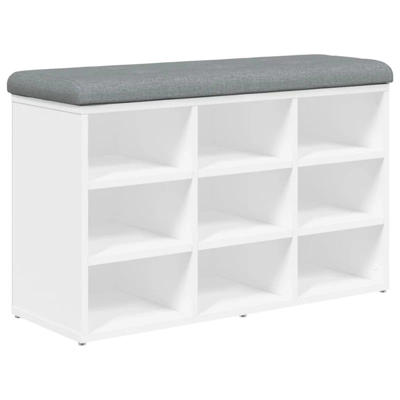 Banc de rangement à chaussures blanc 82 x 32 x 50 cm bois d'ingénierie blanc DEC024832
