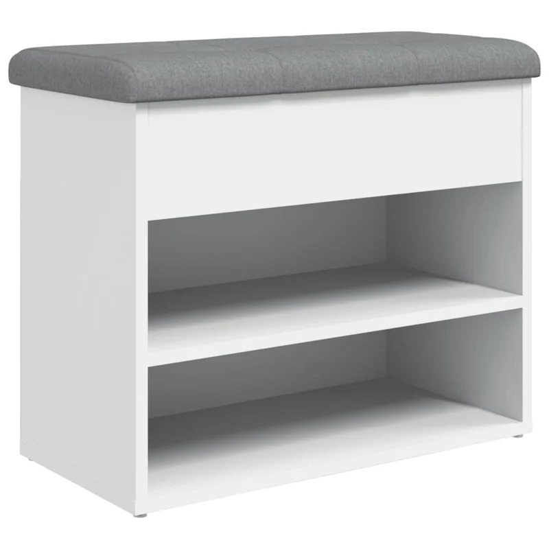 Banc de rangement à chaussures blanc 62 x 32 x 50 cm bois d'ingénierie blanc DEC024830