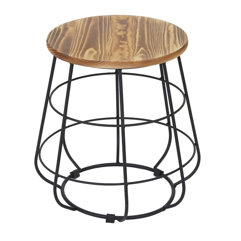 Table d'appoint table de chevet tabouret en bois design industriel Ø35cm MDJ04119
