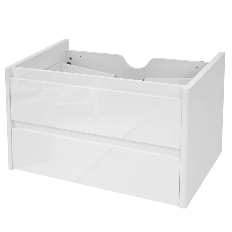 Meuble sous lavabo avec deux tiroirs haute aspect très brillant 50x80cm MDF et acier blanc 04_0001248