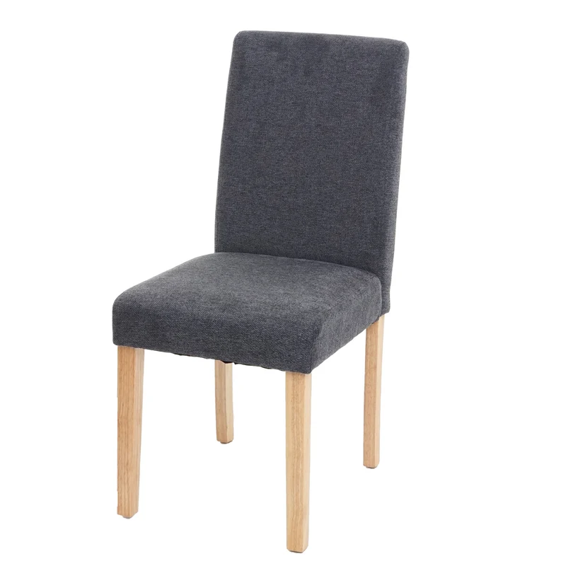 Chaise de salle à manger cuisine en tissu gris pieds en bois clair design moderne 04_0002353