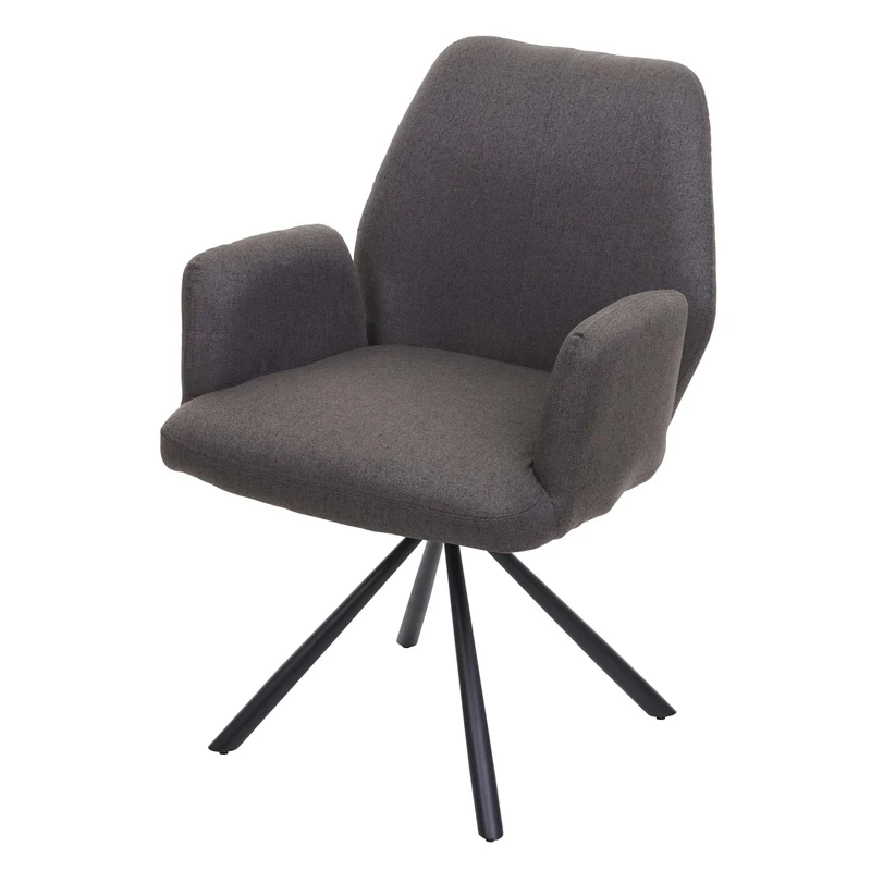 Chaise de salle à manger fauteuil de bureau en tissu gris-brun en acier design pivotant rétro et moderne 04_0002272