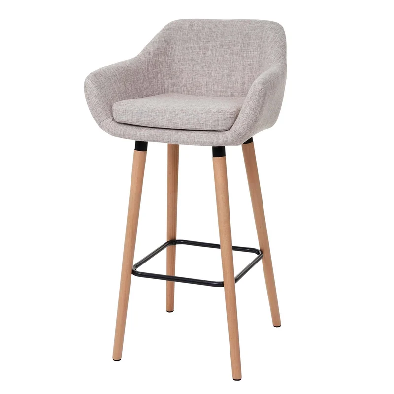 Tabouret de bar chaise de comptoir avec repose-pieds en tissu gris crème style scandinave 04_0005297