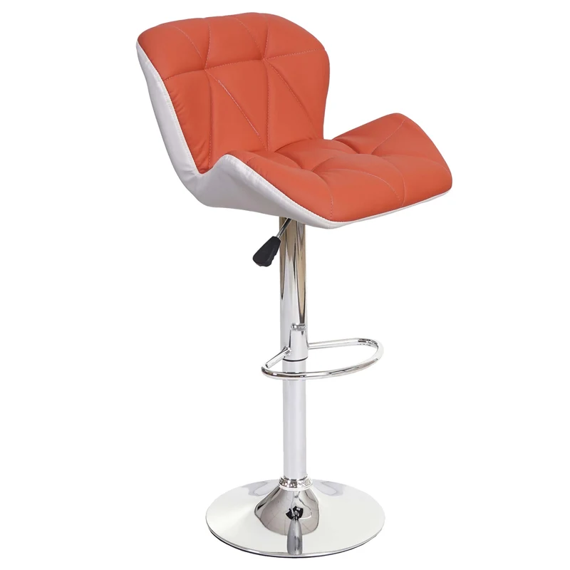 Tabouret de bar chaise de comptoir hauteur réglable en synthétique terracotta cadre en acier chromé 04_0005262