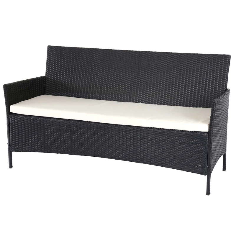 Banc de jardin 3 places 154 cm en polyrotin anthracite coussins crème 04_0001100