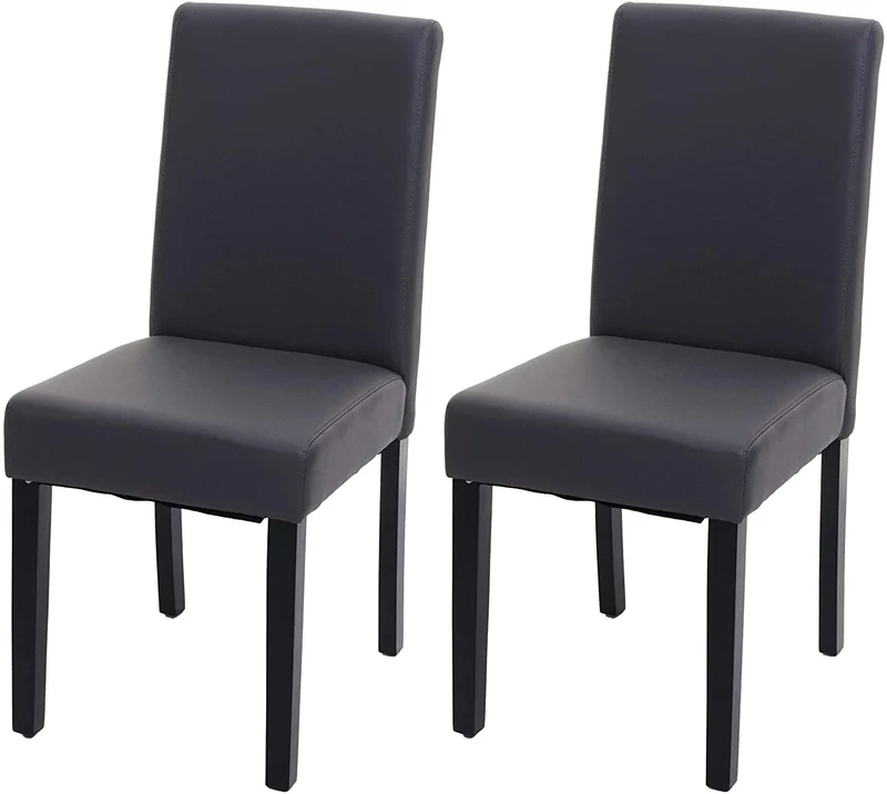 Lot de 2 chaises de salle à manger synthétique gris mat pieds foncés CDS04459