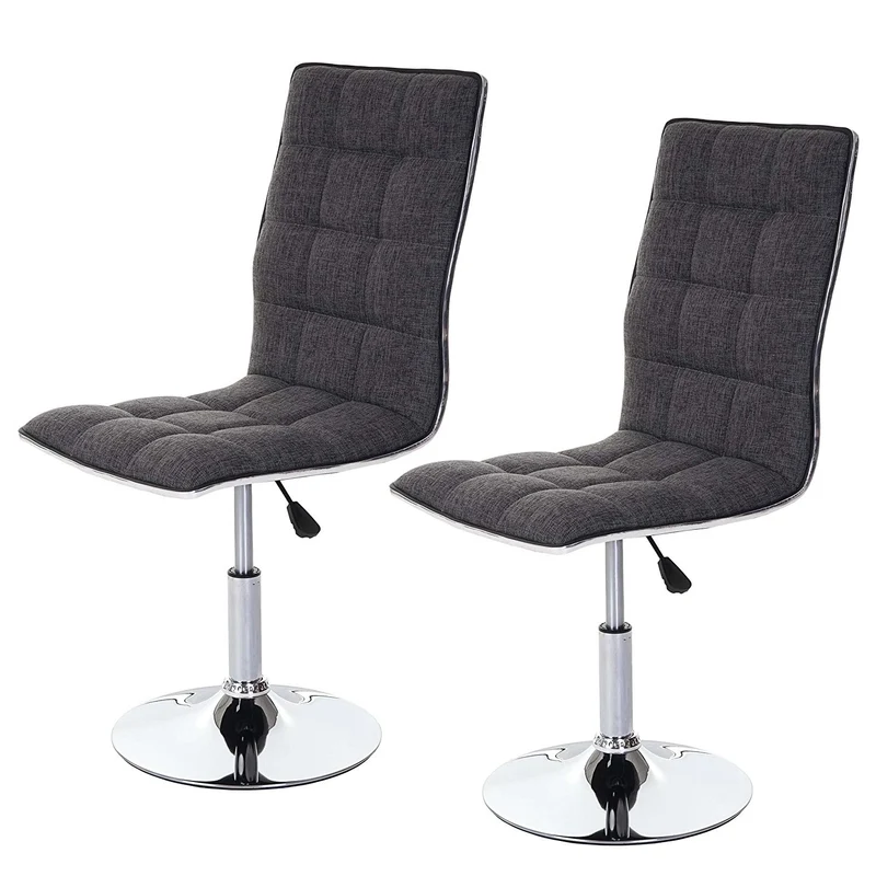 Lot de 2 chaises de salle à manger hauteur réglable en tissu gris CDS04093