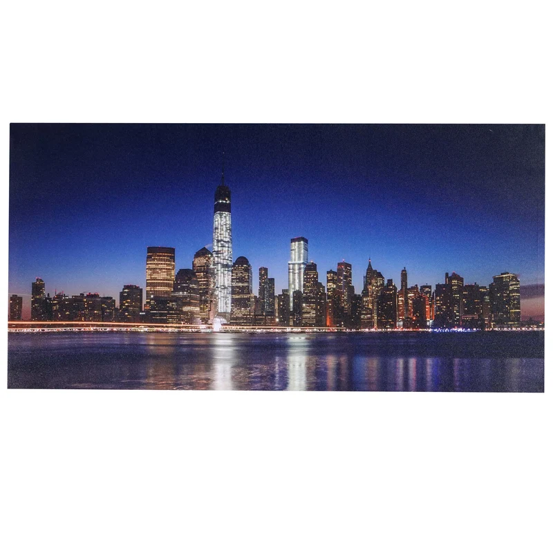 Tableau image LED murale sur toile minuterie 100x50cm One World Trade Center 04_0003572