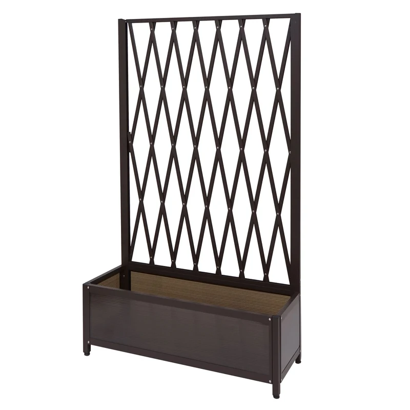 Jardinière trellis bac à fleurs support de plantes en aluminium et acier 152x90x35cm marron 04_0004320