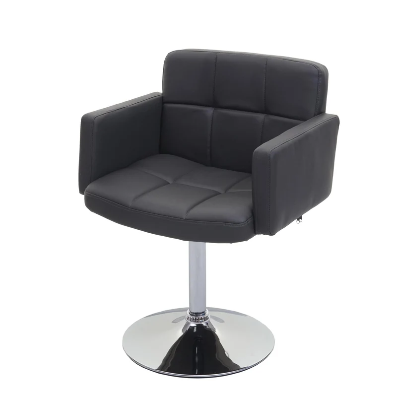 Chaise de salle à manger fauteuil lounge pivotant en synthétique gris pied chromé 04_0002388