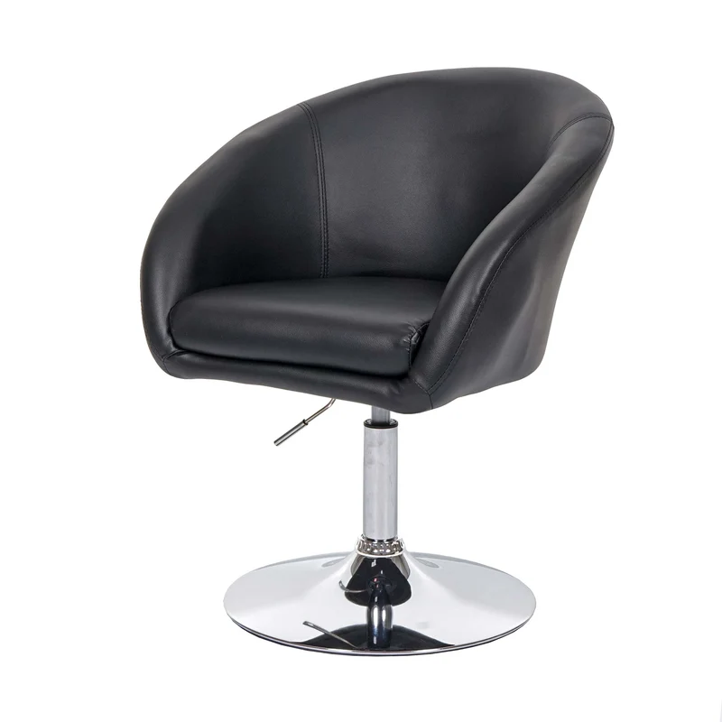 Chaise de salle à manger pivotante hauteur réglable en synthétique noir pied métal chromé 04_0002230