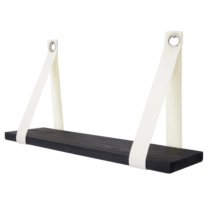 Étagère murale suspendue 27x50cm en bois aspect vintage gris foncé 04_0005188