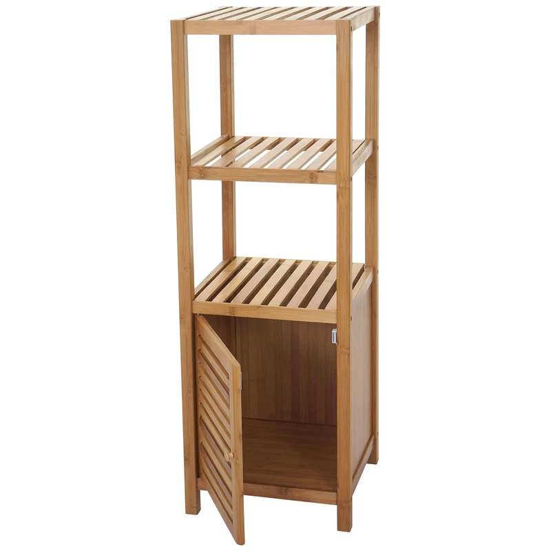 Etagère armoire meuble pour salle de bain en bambou 110x36x34 cm SDB04023
