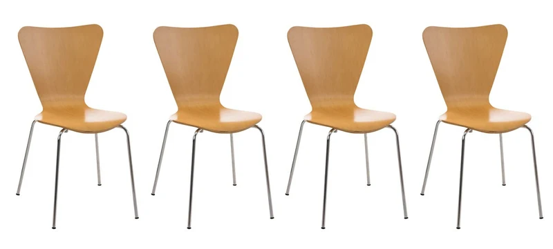 Lot de 4 chaises de séjour bureau en bois et métal CDS10108