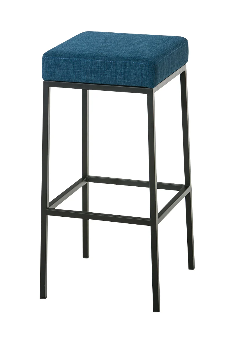 Tabouret de bar hauteur d'assise 76 cm avec repose-pieds design moderne tissu bleu 10_0001225