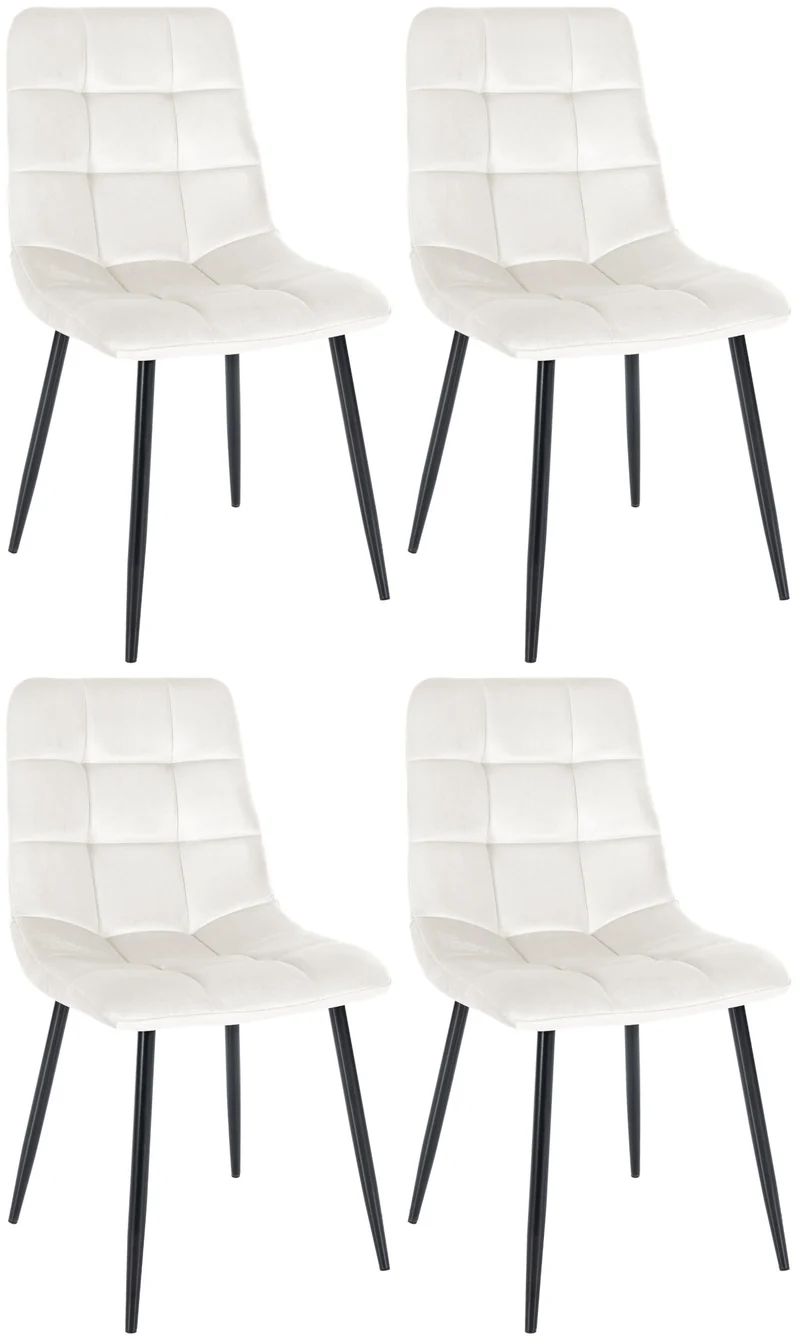 Lot de 4 chaises de salle à manger style moderne et confortable en tissu velours crème et métal noir 10_0001783