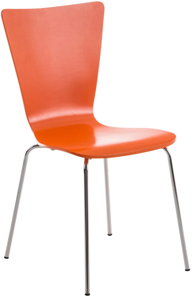 Chaise de cuisine salle à manger x1 empilable en bois orange et structure stable à quatre pieds en métal 10_0003239