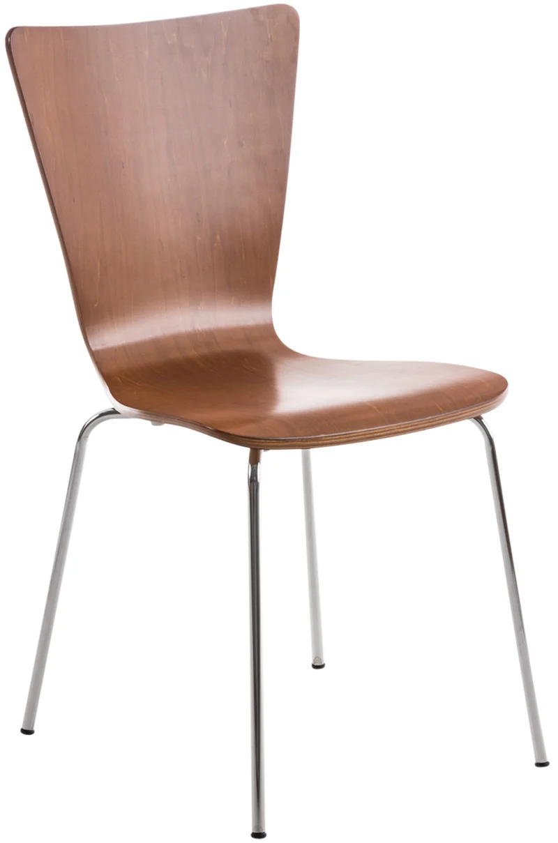 Chaise de cuisine salle à manger x1 empilable en bois marron et structure stable à quatre pieds en métal 10_0003242