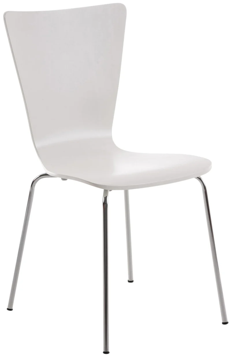 Chaise de cuisine salle à manger x1 empilable en bois blanc et structure stable à quatre pieds en métal 10_0003237