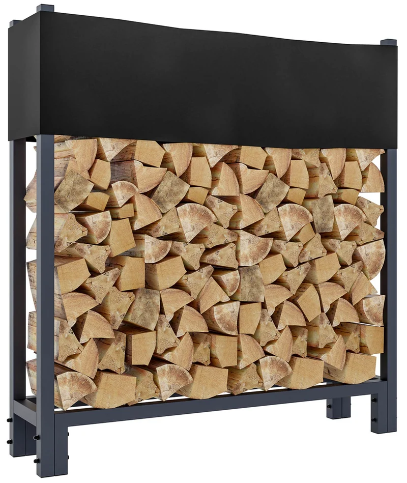 Support à bûches avec bâche de protection 115x110 cm tube en acier anthracite 10_0003516