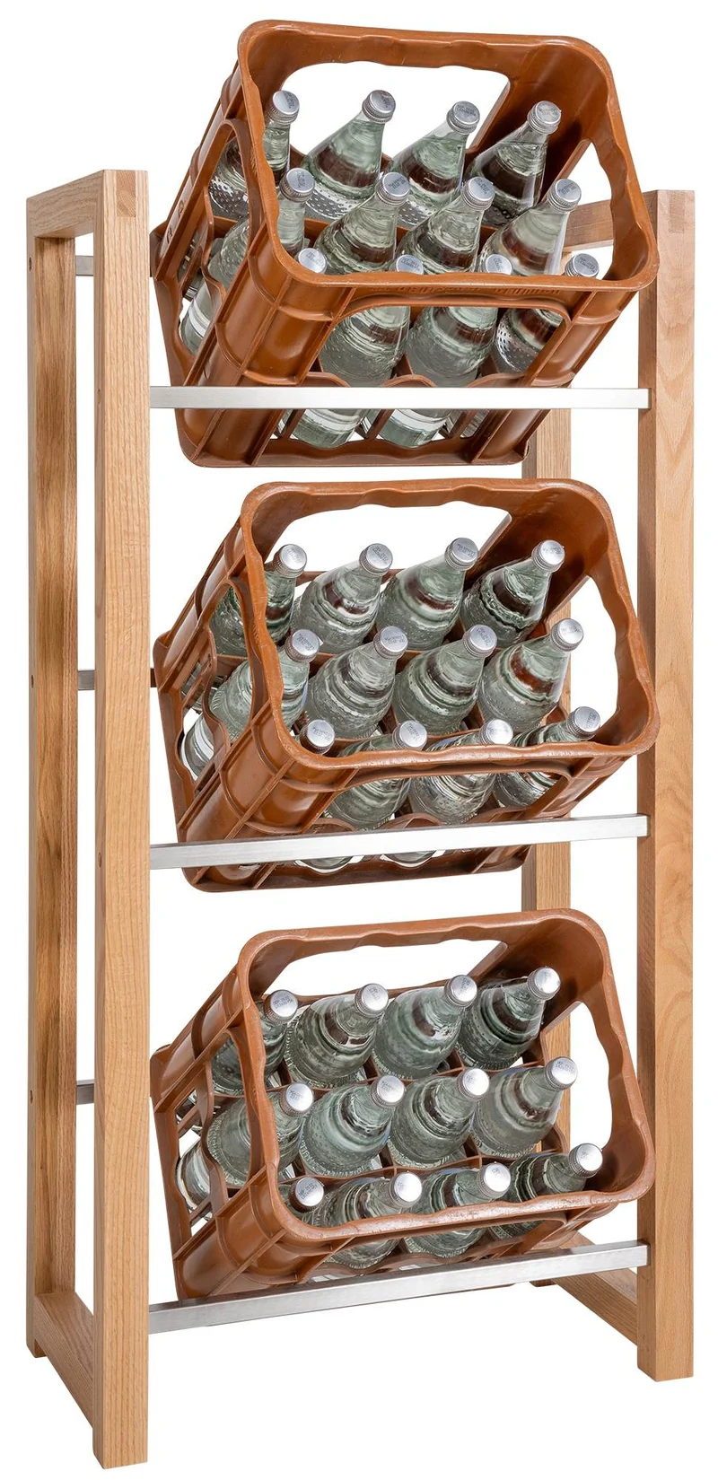 Étagère pour 3 caisses à boissons rangement support bouteilles 112x56 cm en bois chêne 10_0003148