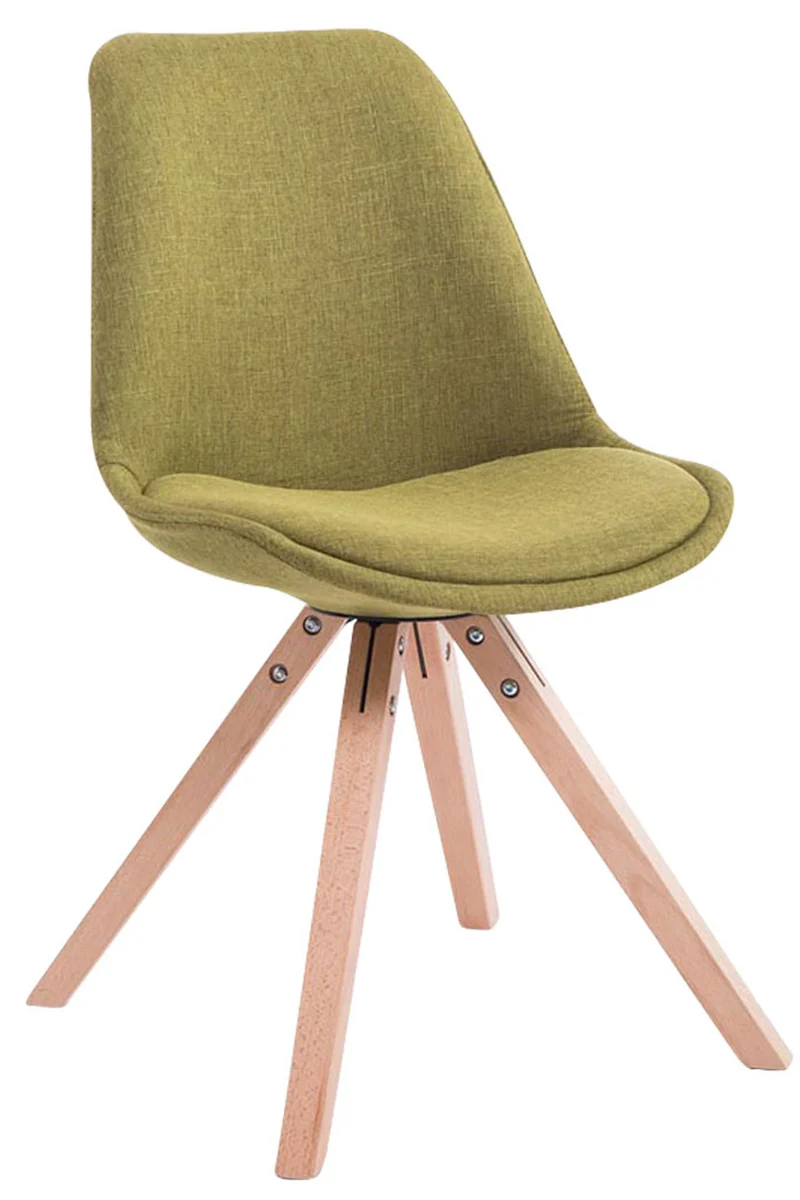 Chaise de salle à manger design scandinave en tissu vert et pieds en bois clair forme carré 10_0003460