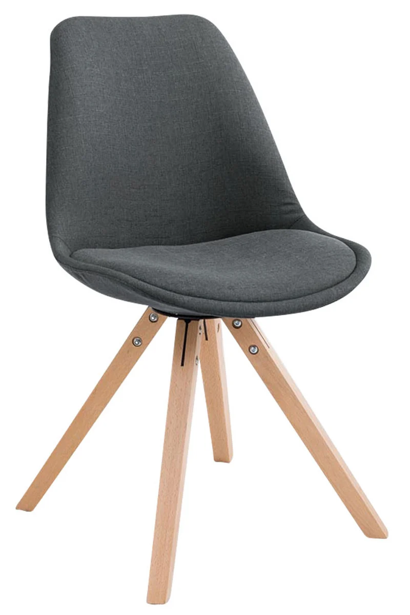 Chaise de salle à manger design scandinave en tissu gris foncé et pieds en bois clair forme rond 10_0003458