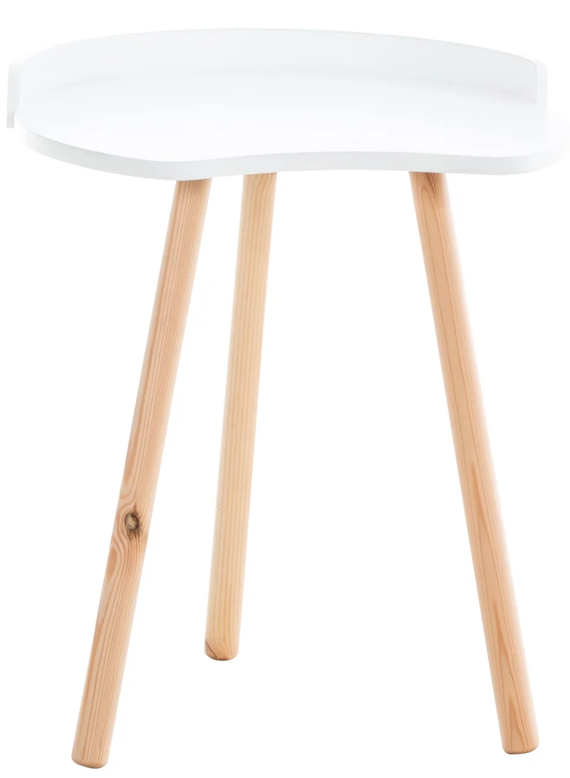 Table d'appoint design scandinave hauteur 54 cm en forme d'haricot en MDF blanc et pieds en bois 10_0005515