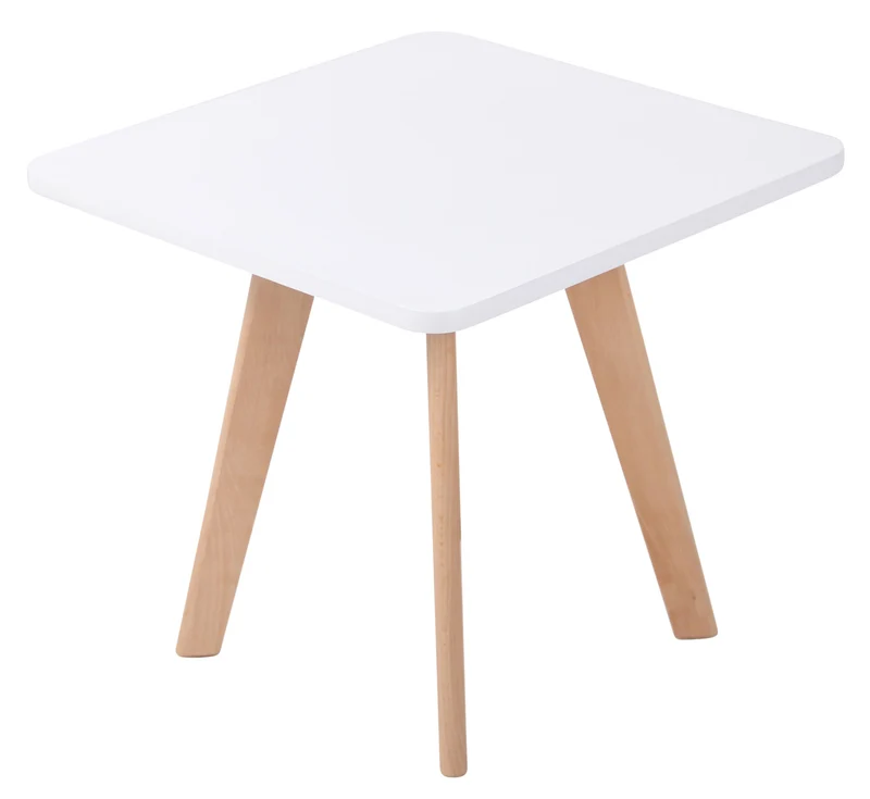 Table d'appoint angulaire style scandinave hauteur 46 cm en MDF blanc pieds en forme carrée 10_0005514