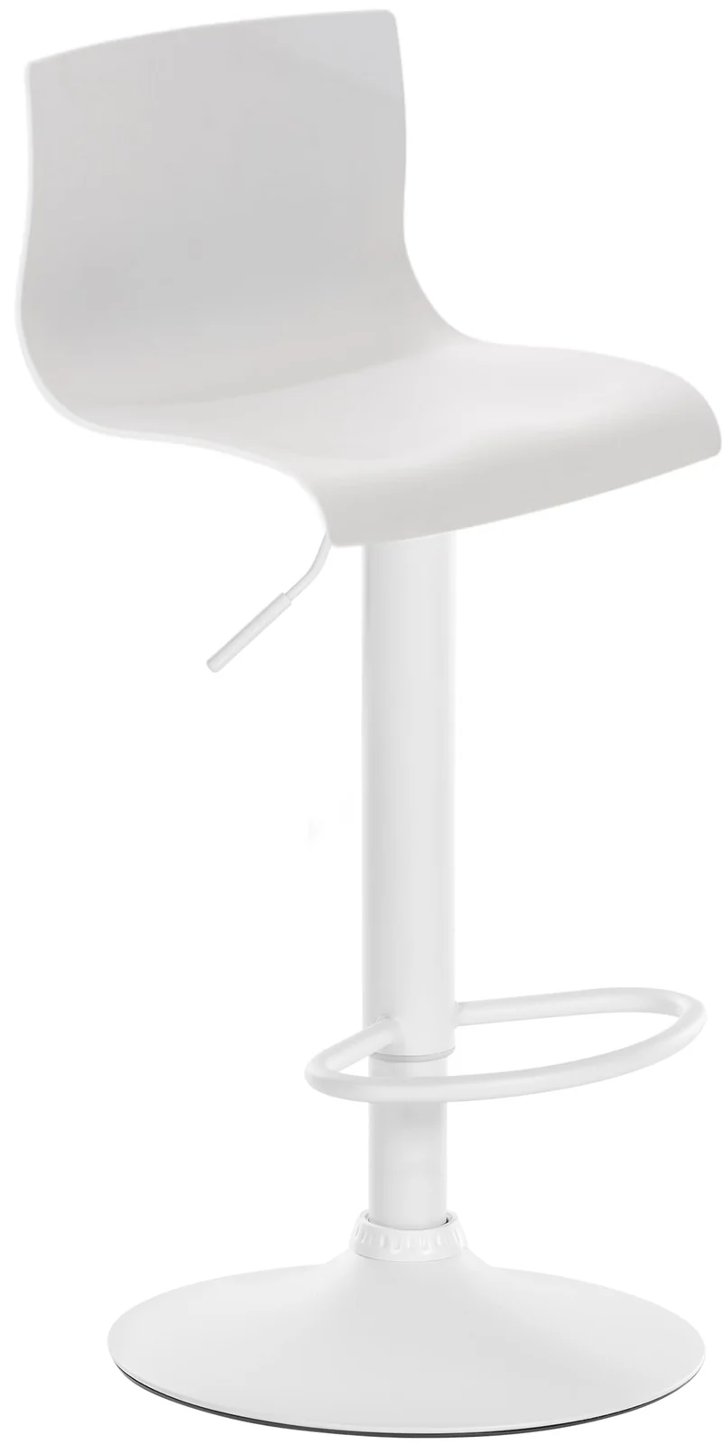 Tabouret de bar x1 avec repose-pieds pivotant dossier incurvé en plastique blanc et métal blanc 10_0004982