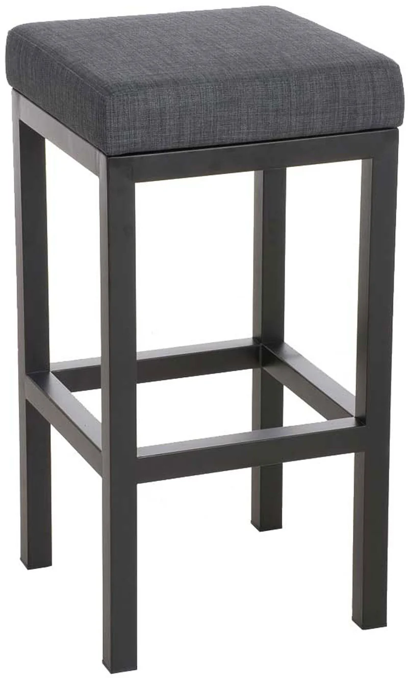 Tabouret de bar x1 avec repose-pieds design simple hauteur d'assise 85 cm en tissu gris foncé et support en métal noir 10_0005413