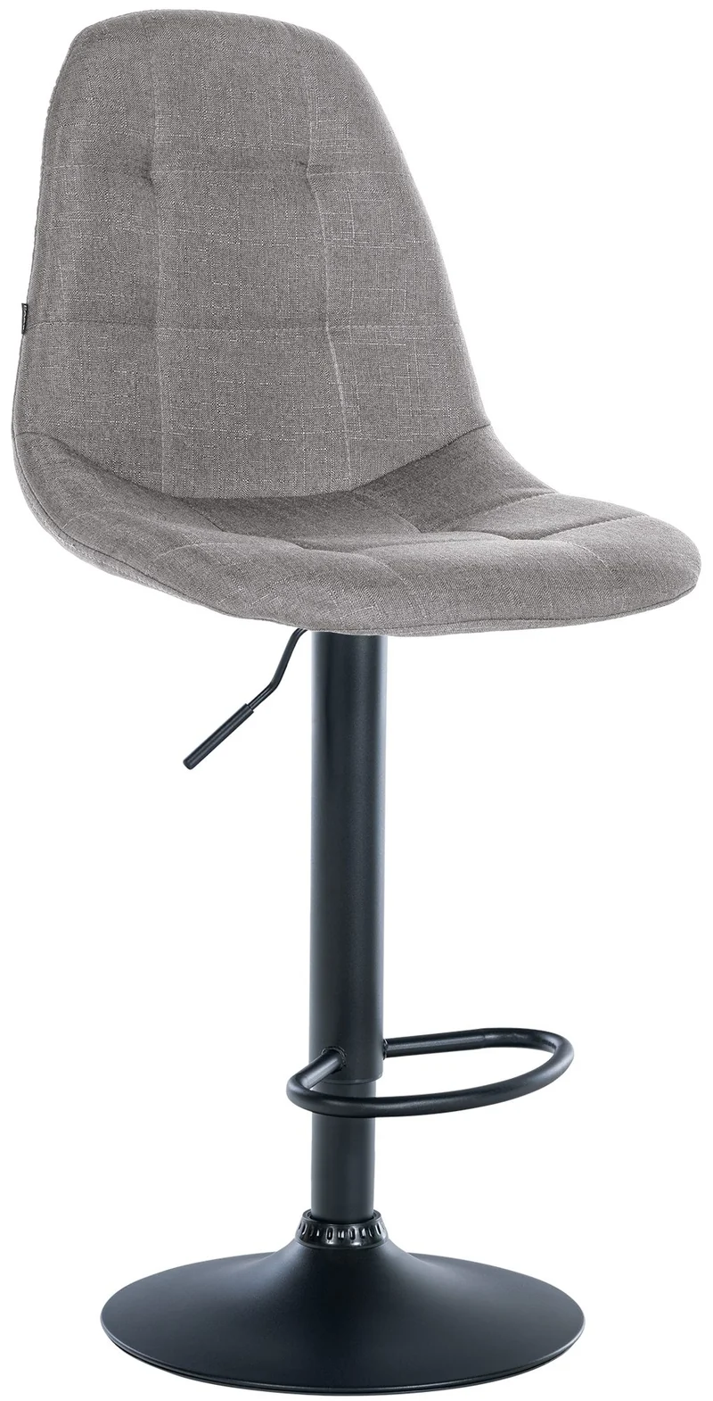 Tabouret de bar x1 avec repose-pieds hauteur réglable pivotant assise en tissu gris cadre métallique noir 10_0004840
