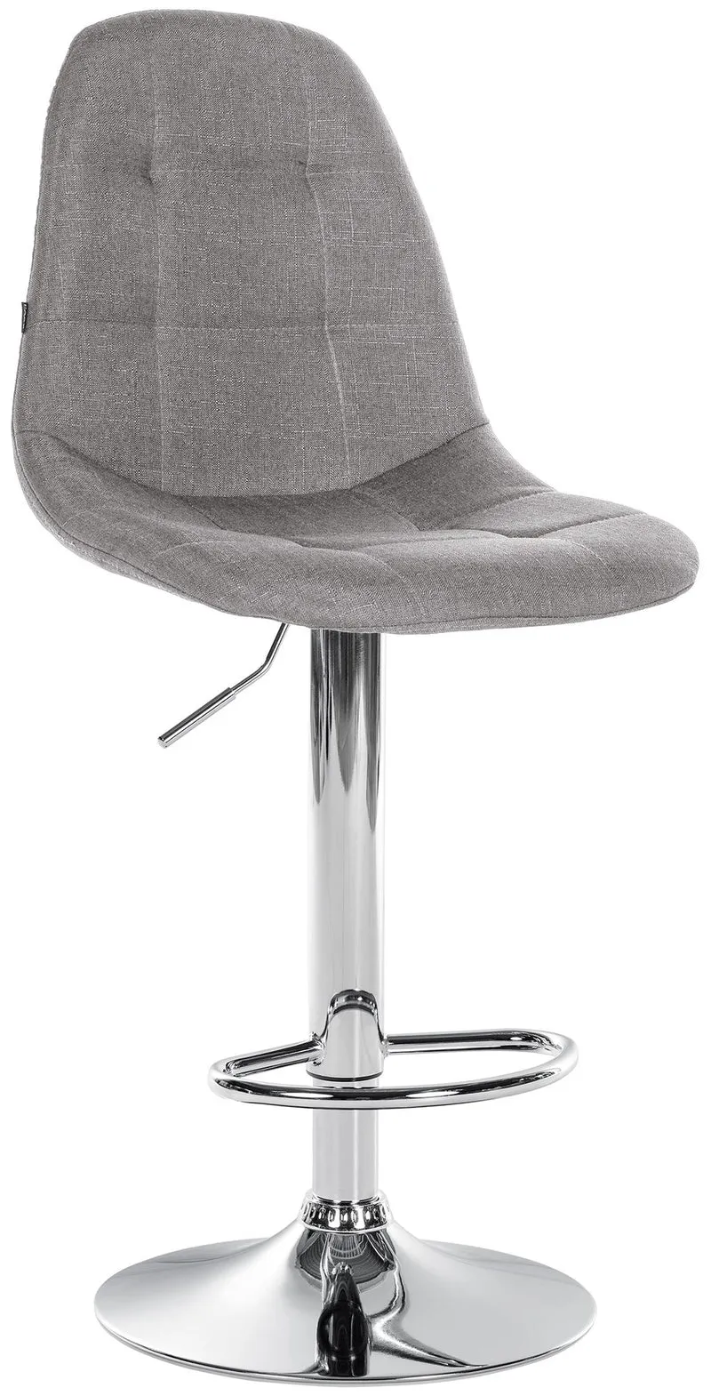 Tabouret de bar x1 avec repose-pieds hauteur réglable pivotant assise en tissu gris cadre métallique chromé 10_0004846