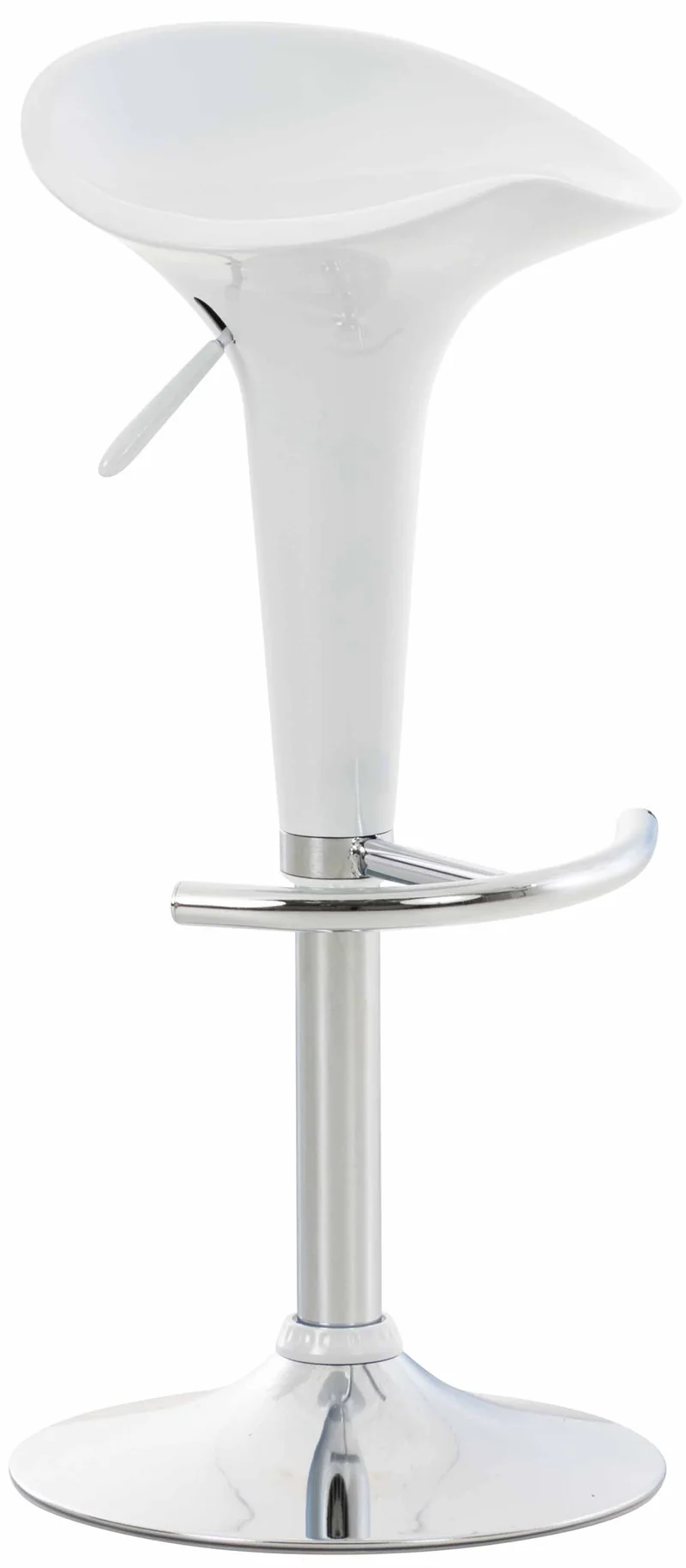 Tabouret de bar x1 avec repose-pieds assise pivotante en plastique blanc et métal chromé 10_0005368