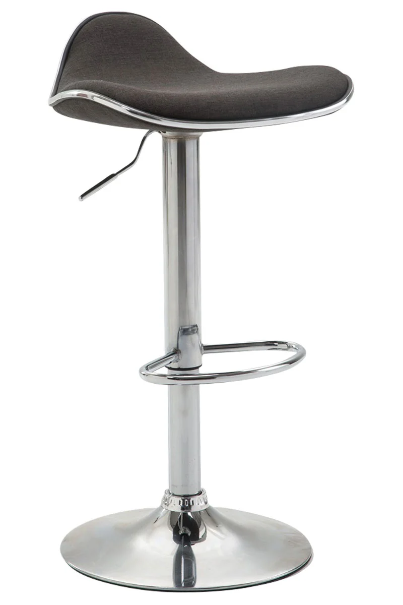 Tabouret de bar x1 assise ergonomique en tissu gris foncé pied en trompette en métal aspect chromé 10_0005388