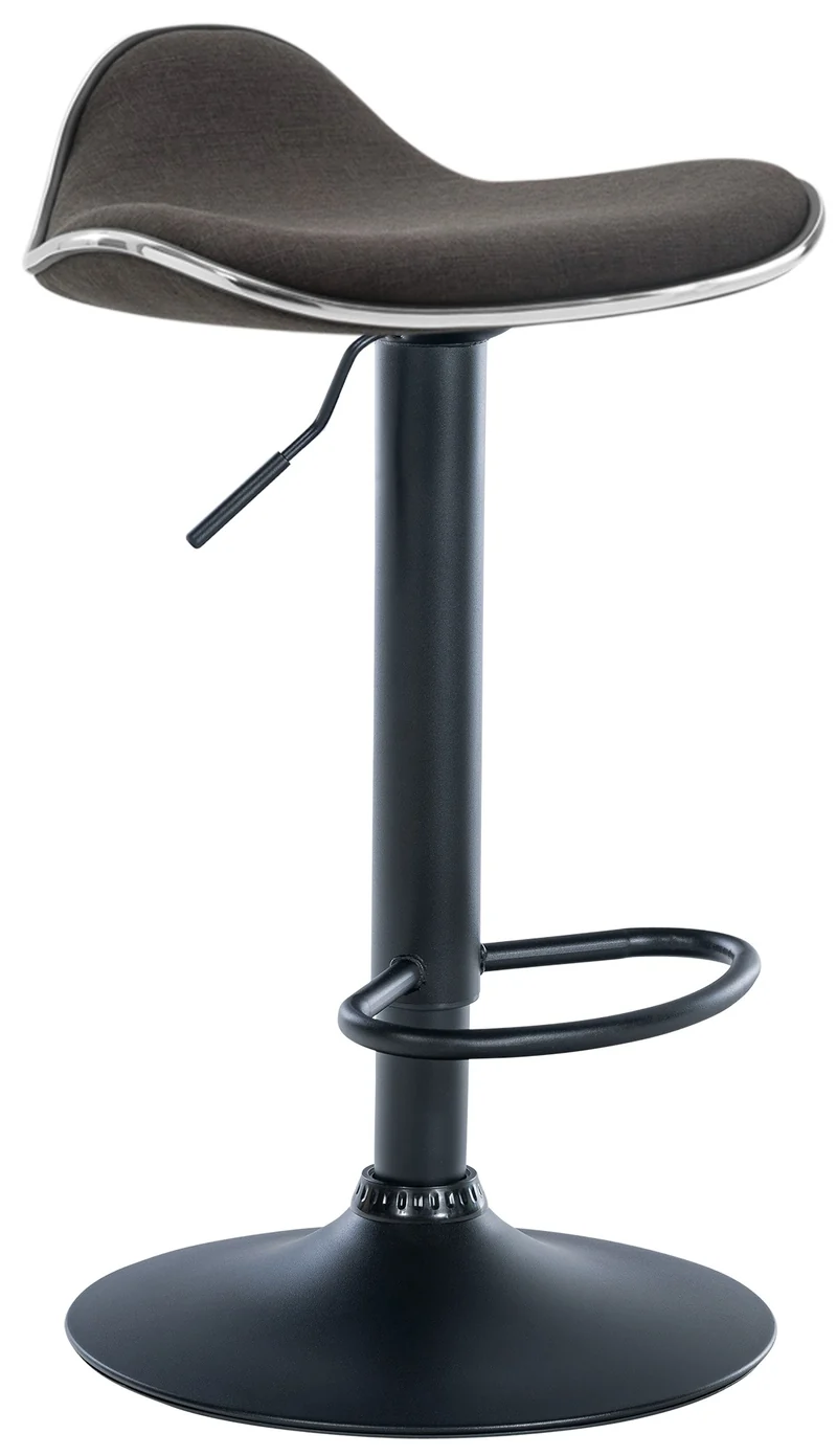 Tabouret de bar x1 assise ergonomique en tissu gris foncé pied en trompette en métal noir 10_0005391