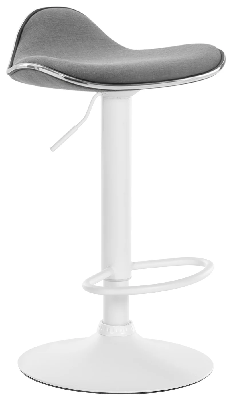 Tabouret de bar x1 assise ergonomique en tissu gris clair pied en trompette en métal blanc 10_0005397
