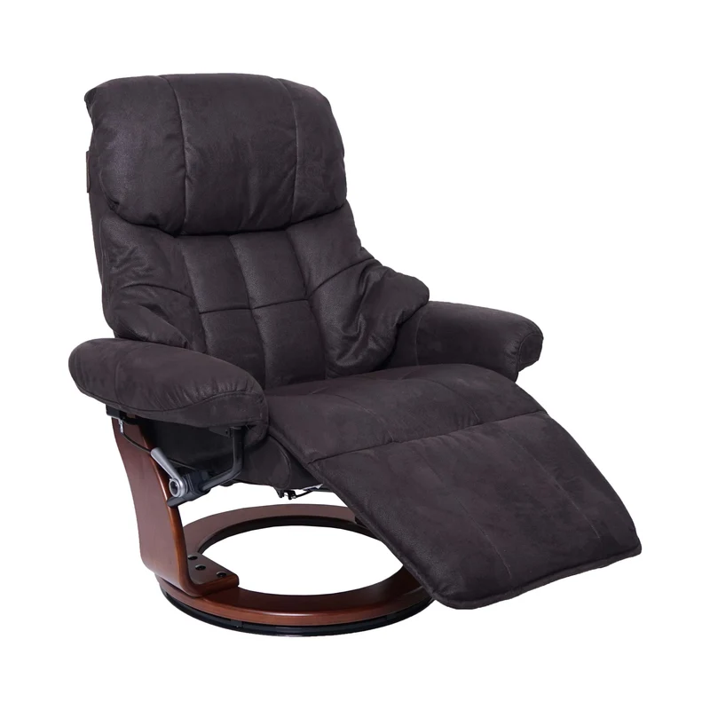 Fauteuil de relaxation avec repose-pieds réglable pivotant en tissu/textile capacité de charge 150 kg marron-noir aspect noyer 04_0003686