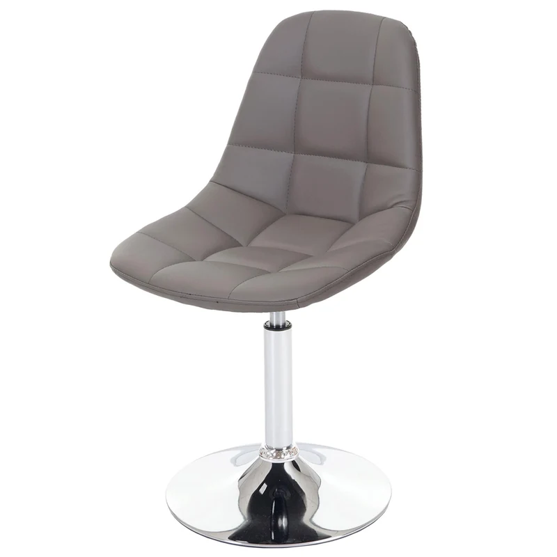 Chaise de salle à manger x1 pivotante design rétro PVC gris taupe piètement chromé 04_0002193