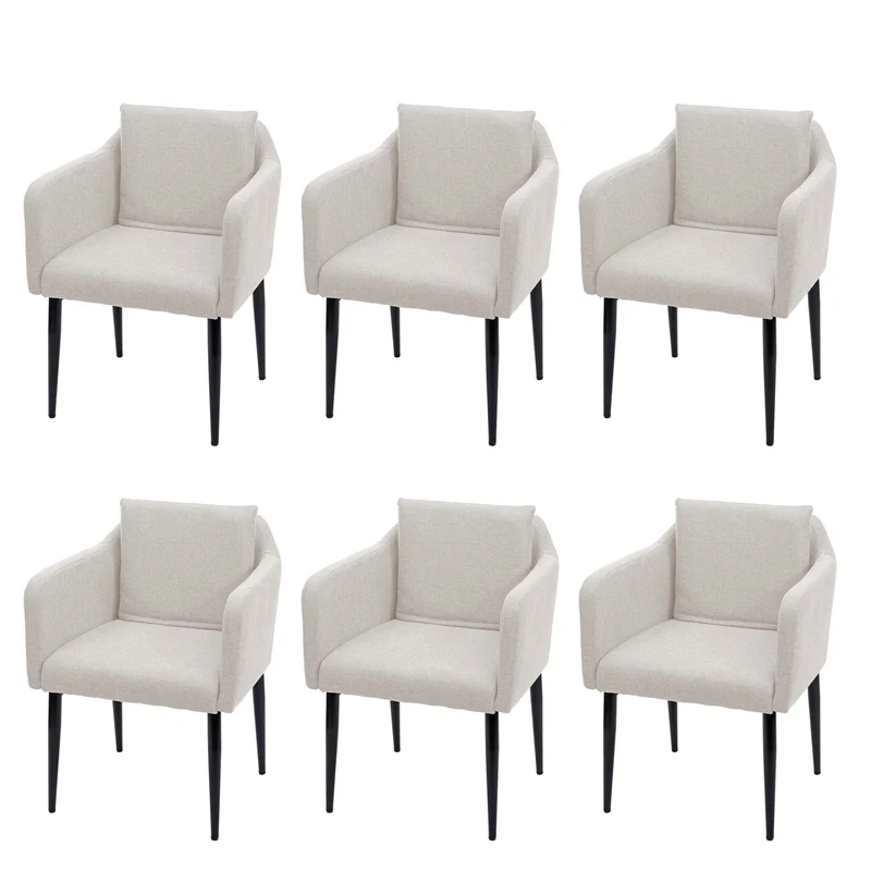 Lot de 6 chaises de salle à manger moderne et confortable en tissu / textile crème 04_0002124